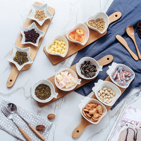 3 Piece Snack Bowl with Wooden Serving Tray